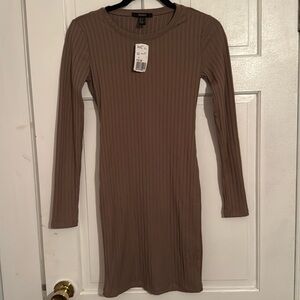 Forever 21 Brown Bodycon Midi Dress with Cross-back NWT